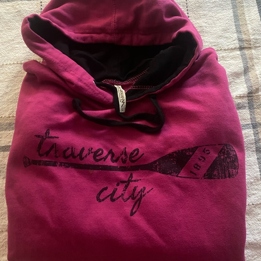 Alstyle Magenta Hoodie with Black Details